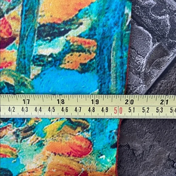 100% Silk Vibrant Multicolour Abstract Scarf Classic Luxury Fringe Boho Chic - Picture 6 of 8